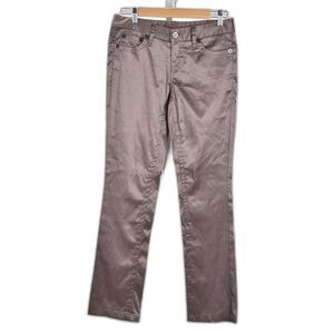 Bebe Mocha Denim Cut 5 Pocket Detailing Satin Pant Size 27